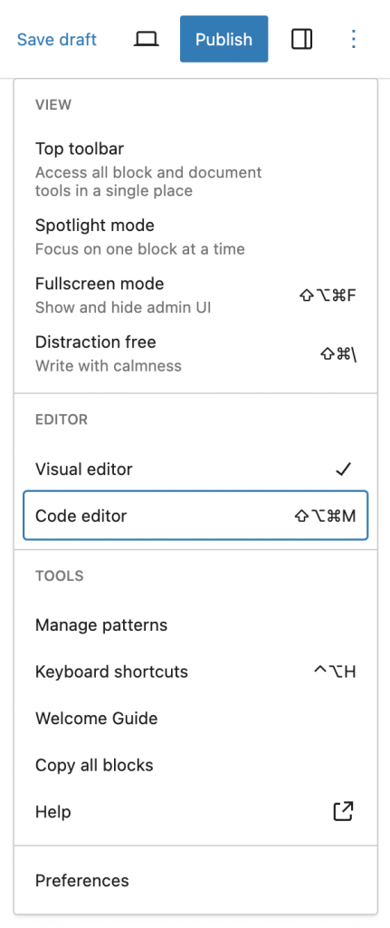 Code editor option